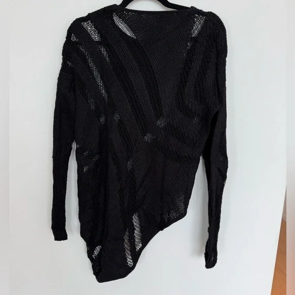 Helmut Lang Intarsia Asymmetrical Black Sweater - Picture 4 of 5